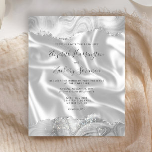 Papier Mariage Blanc Gris Argent Agate Blanc Soie