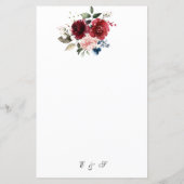 Papier Mariage blanc rustique à la florale rouge (Dos)