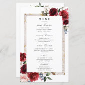 Papier Mariage blanc rustique à la florale rouge (Devant / Derrière)