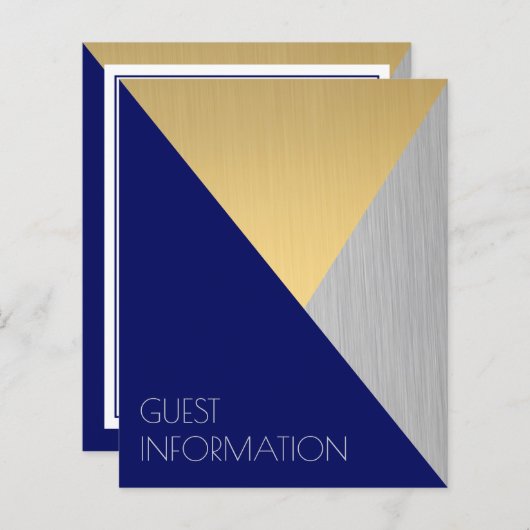 Papier Mariage bleu marine Informations d'invité Minimali (Devant / Derrière)