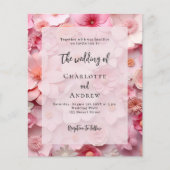 Papier Mariage bleu rose florale invitation budgétaire (Devant)