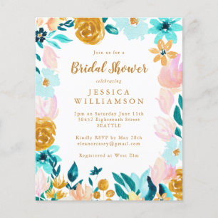 Papier Mariage Bohème Budgetaire Fleurs Aquarelle Salle T