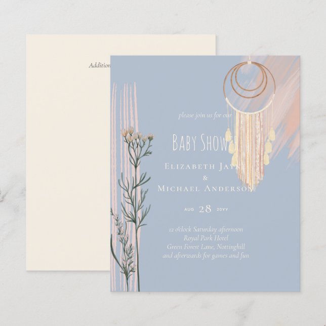 Papier MARIAGE BOHO Dusty Blue Peach Drecher Catcher (Devant / Derrière)