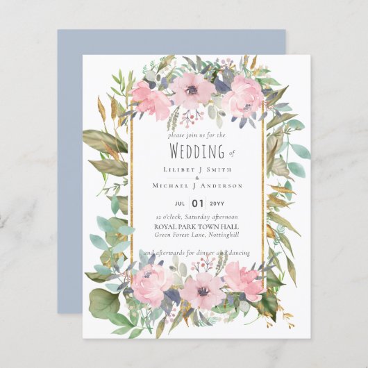 Papier Mariage Boho rose pâle (Devant / Derrière)