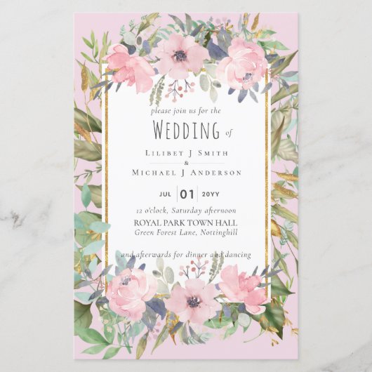 Papier Mariage Boho rose pâle (Devant)