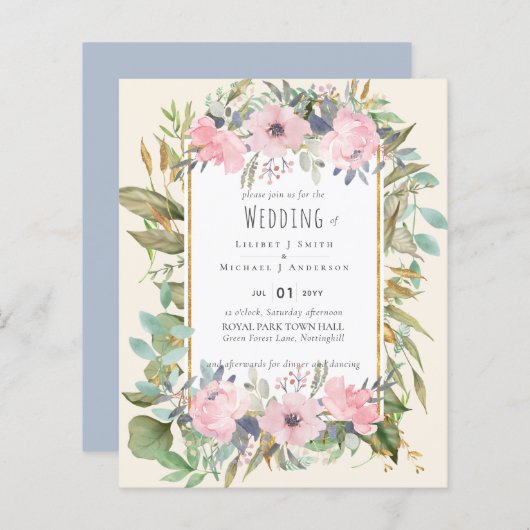 Papier Mariage Boho rose pâle (Devant / Derrière)