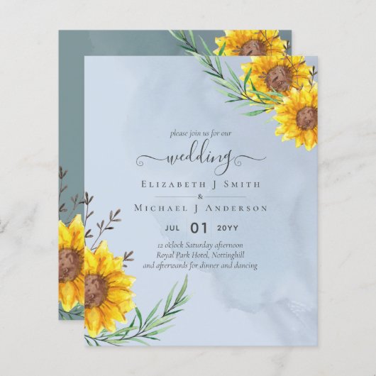 Papier Mariage Boho rustique Dusty Blue Sage (Devant / Derrière)