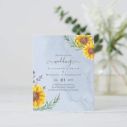 Papier Mariage Boho rustique Dusty Blue Sage (Debout devant)