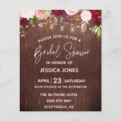 Papier Mariage Bois Bourgogne Baiser Rose Pot Mason I (Devant)