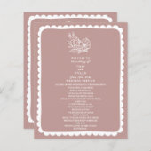 Papier Mariage Botanique Floral Rose (Devant / Derrière)