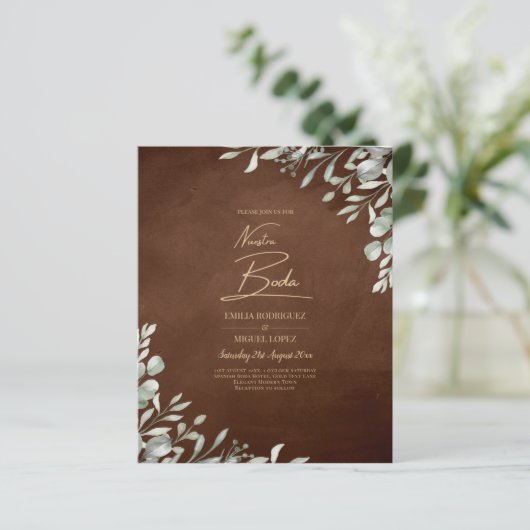 Papier Mariage Brown vert automne hiver (Debout devant)
