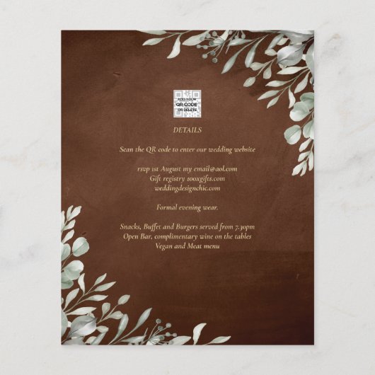 Papier Mariage Brown vert automne hiver (Dos)