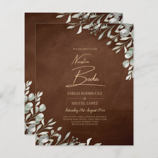 Papier Mariage Brown vert automne hiver (Devant / Derrière)