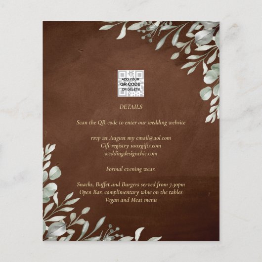 Papier Mariage Brown vert automne hiver (Dos)