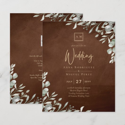Papier Mariage Brown vert automne hiver (Devant / Derrière)