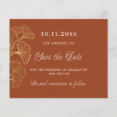 Papier Mariage brûlé orange ginkgo or enregistrer la date (Devant)