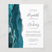 Papier Mariage Budget Agate Bleu Turquoise Argent (Devant)