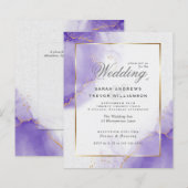 Papier Mariage Budget Amethyst Lilac Or Marbre Abstrait (Devant / Derrière)
