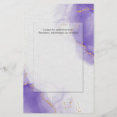 Papier Mariage Budget Amethyst Lilac Or Marbre Abstrait (Dos)