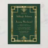 Papier Mariage Budget Années 1920 Déco Vert Or (Devant)