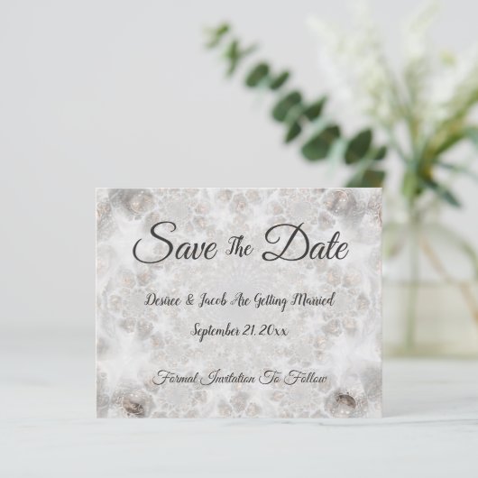 Papier Mariage Budget Argent Blanc Or Enregistrer La Date (Debout devant)