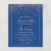 Papier mariage budget bleu confetti en or rose (Devant)