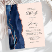 Papier Mariage Budget Bleu Nuit Rose Doré Agate Blush