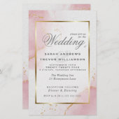 Papier Mariage Budget Blush Rose Or Abstrait Marbré I (Devant / Derrière)