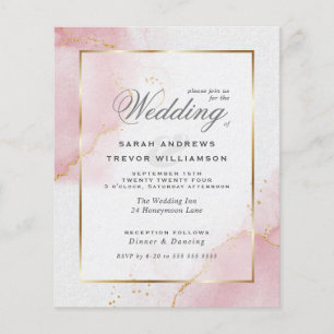 Papier Mariage Budget Blush Rose Or Abstrait Marbré I