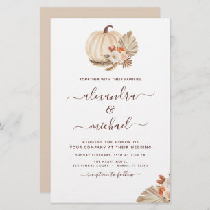 Papier Mariage Budget Boho Pampas Grass Citrouille blanc