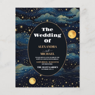 Papier Mariage Budget Céleste Nuit Bleue Étoiles Lune