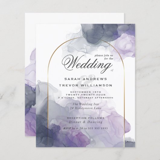 Papier Mariage Budget Celestial Dusty Blue Smokey Violet (Devant / Derrière)