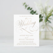 Papier Mariage Budget Classique Script Blanc & Or (Debout devant)