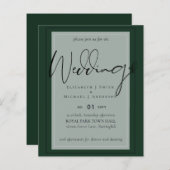 Papier MARIAGE BUDGET Couleurs Vert Sage Olive Invitation (Devant / Derrière)