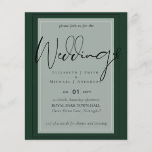 Papier MARIAGE BUDGET Couleurs Vert Sage Olive Invitation