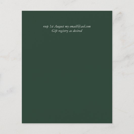 Papier MARIAGE BUDGET Couleurs Vert Sage Olive Invitation (Dos)