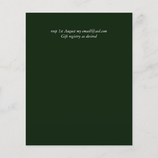 Papier MARIAGE BUDGET Couleurs Vert Sage Olive Invitation (Dos)