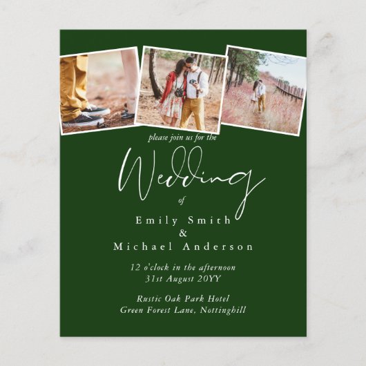 Papier MARIAGE BUDGET Couleurs Vert Sage Olive Invitation (Devant)
