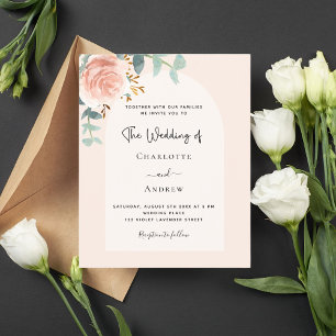 Papier Mariage budget de l'arc en or brillant rose floral