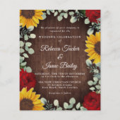 Papier Mariage Budget du Sunflowers Eucalyptus Red Rose W (Devant)