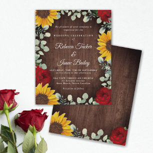 Papier Mariage Budget du Sunflowers Eucalyptus Red Rose W
