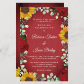 Papier Mariage Budget du Sunflowers Eucalyptus Red Rose W (Devant / Derrière)