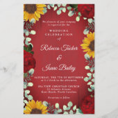 Papier Mariage Budget du Sunflowers Eucalyptus Red Rose W (Devant)