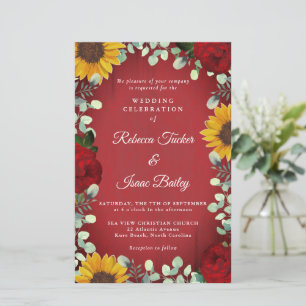 Papier Mariage Budget du Sunflowers Eucalyptus Red Rose W