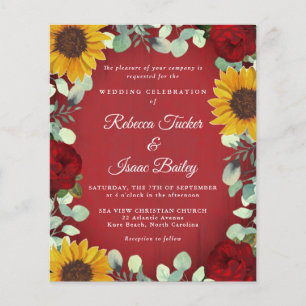 Papier Mariage Budget du Sunflowers Eucalyptus Red Rose W