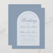 Papier Mariage Budget Dusty Blue Arch Script Invitation (Devant / Derrière)