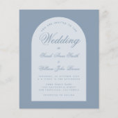 Papier Mariage Budget Dusty Blue Arch Script Invitation (Devant)