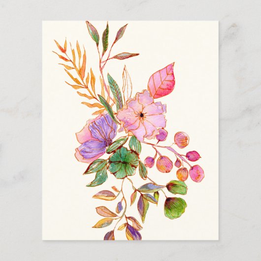 Papier Mariage Budget Fleurs Aquarelles Colorées (Dos)