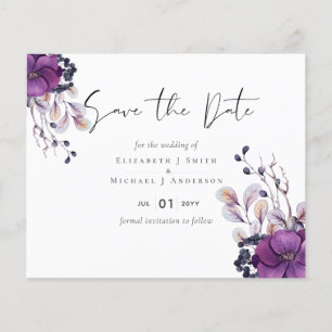 Papier Mariage Budget Floral foncé violet Dates de sauveg