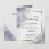 Papier Mariage Budget Gold Dusty Plum Purple Invitation (Devant / Derrière)